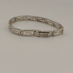 Sterling Silver Geometric Link Bracelet 925